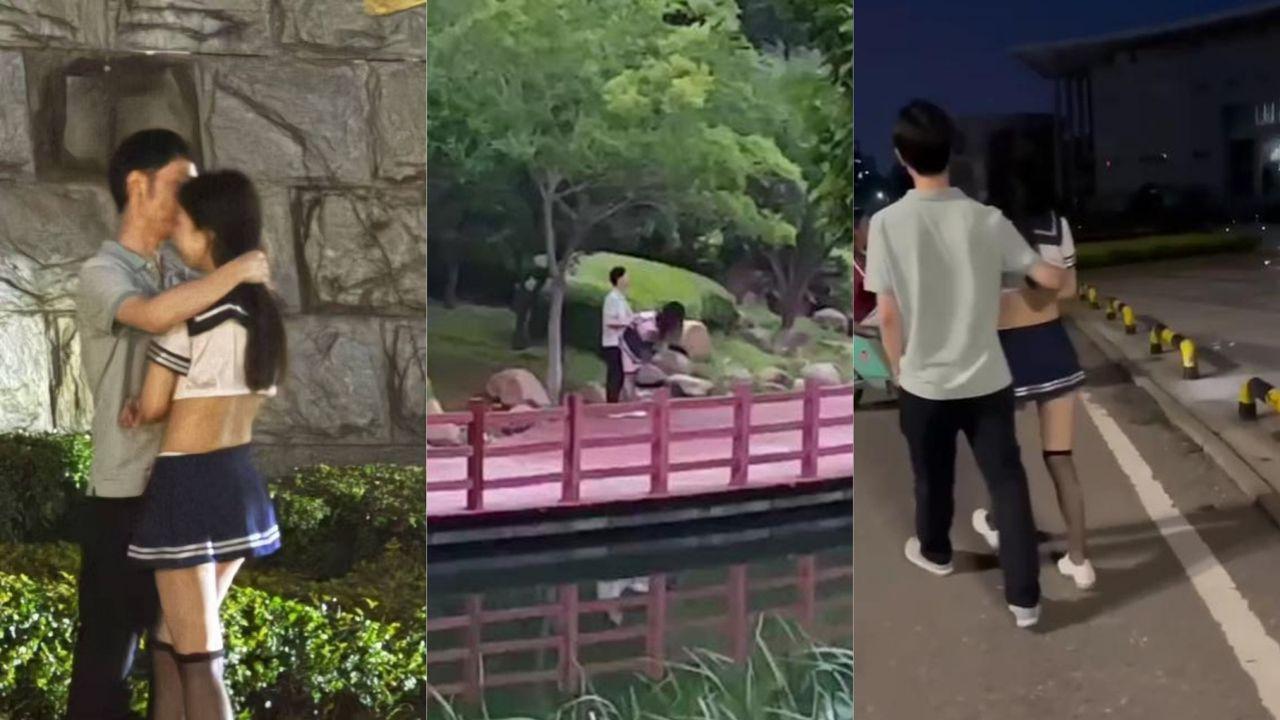 湖北经济学院男女刺激户外露出 当众口交后入玩得花 被众人围观慌忙跑路！