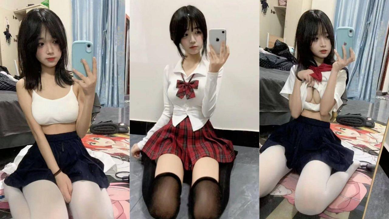 抖音清纯网红部也是卜 金主定制福利视频流出 JK制服劈腿露逼 扣弄阴蒂水润诱人！