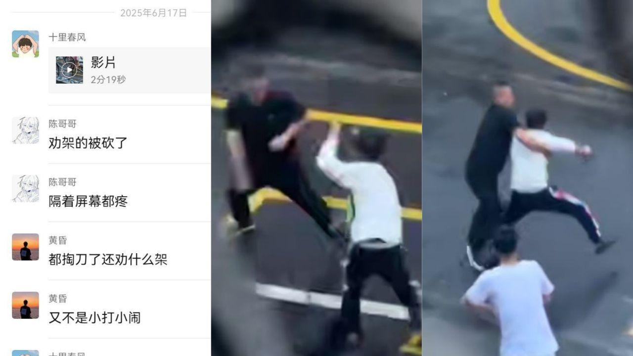 街头黑衣男刀砍路人血流成河 劝架朋友惨被波及 暴力场面让人疯狂！