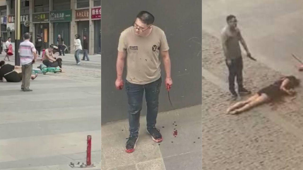 成都一男子当街捅杀一女子 现场血红一片 刀都插弯了还不停手！