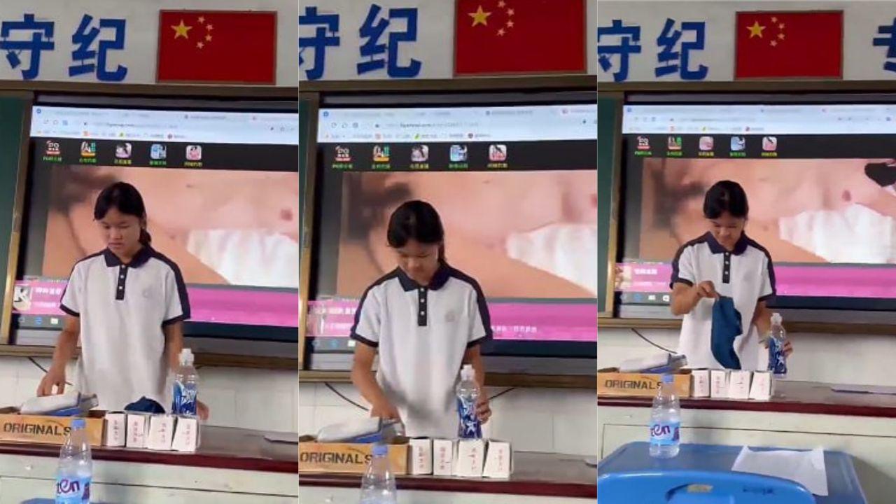 别开生面的生物课 值日员收拾讲台大屏幕播爱情动作片 课堂秒变刺激现场！