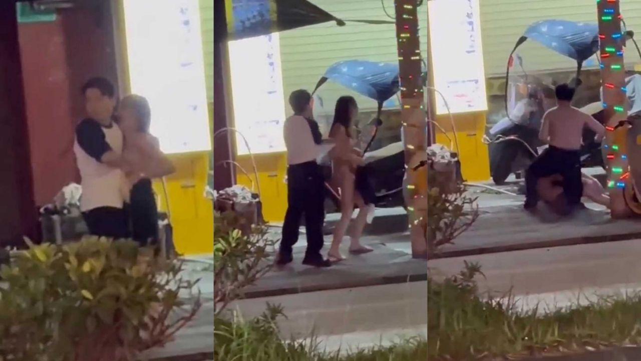 成都街头情侣吵架视频 小仙女气疯脱光衣服裸奔 逼毛清晰可见惊呆路人 男友跪地求饶无济于事！