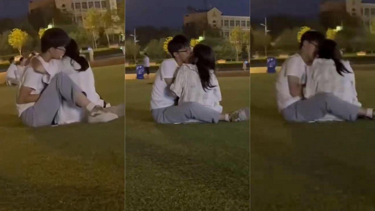 山东邹城体育公园七夕节上演活春宫！小情侣草坪舌吻调情 女生当众偷吃男友肉棒 用衣物遮挡揉奶抠穴 被多角度偷拍！