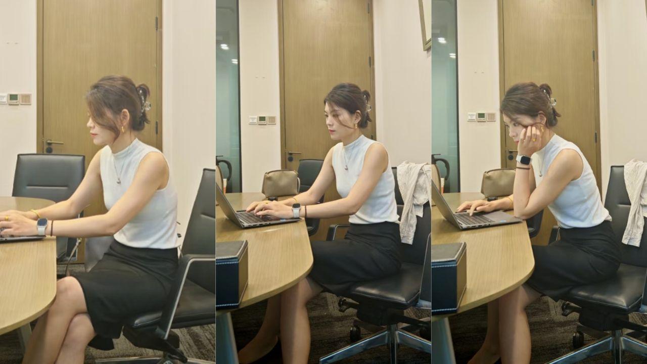 海角社区 上门爆操美女同事 穿黑色情趣丝袜真的太性感 我抱着她就是一顿抽插！